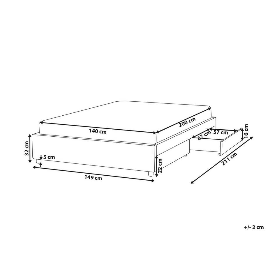 Beliani Letto con cassetti contenitore senza testata en Tessuto Moderno PRADES  