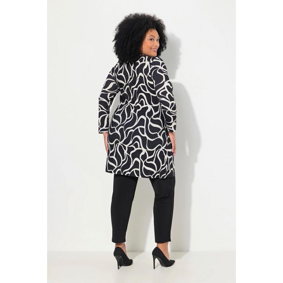 Ulla Popken T-shirt long imprimé coupe évasée col rond manches longues  