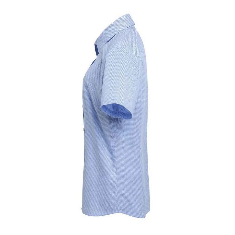 PREMIER Chemisier à Carreaux Micro Gingham Manches Courtes  
