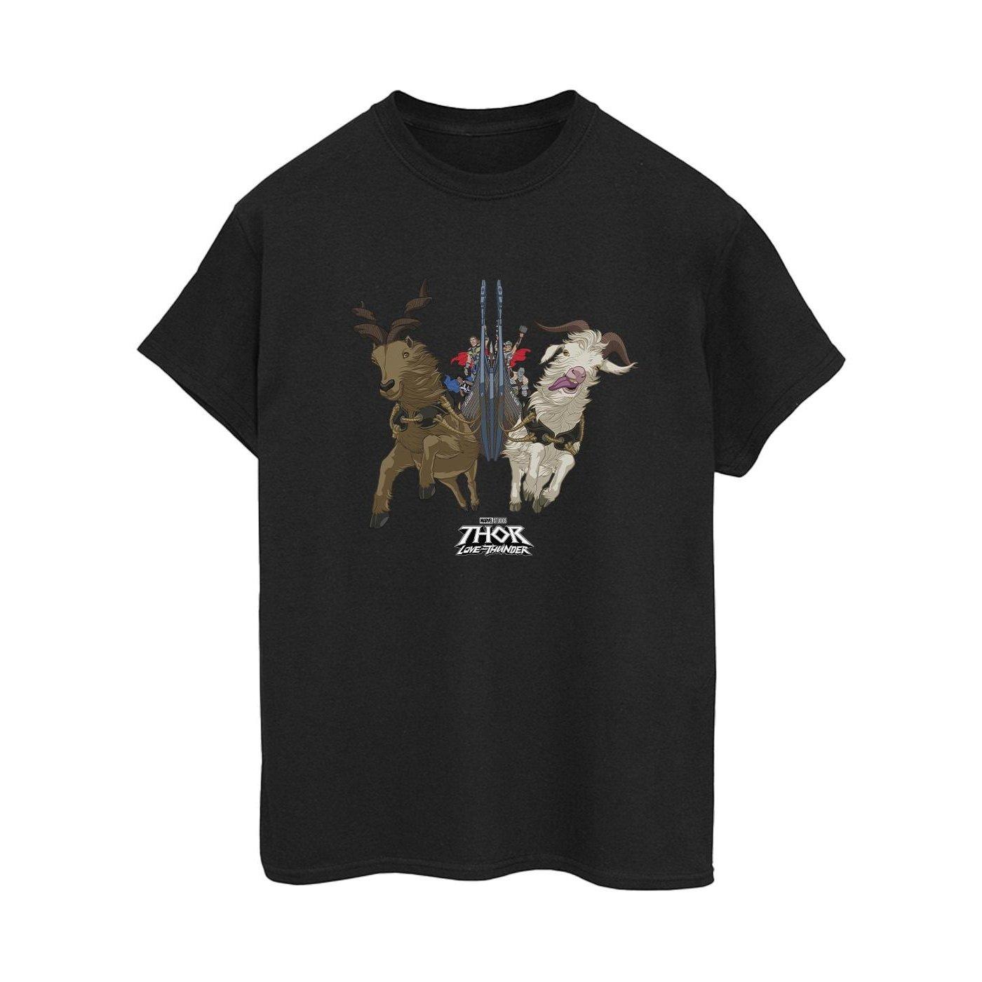 Image of Thor Love And Thunder Viking Ship Tshirt Damen Schwarz L