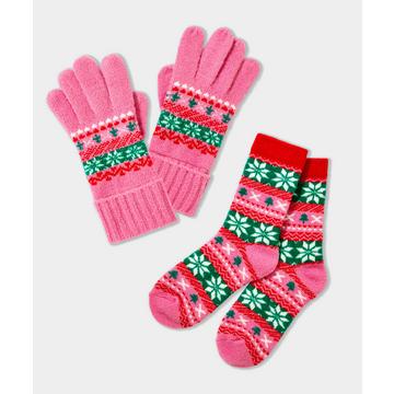 Fair Isle Socken und Handschuhe Geschenkbox