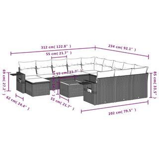 VidaXL Ensemble de canapés de jardin rotin synthétique  