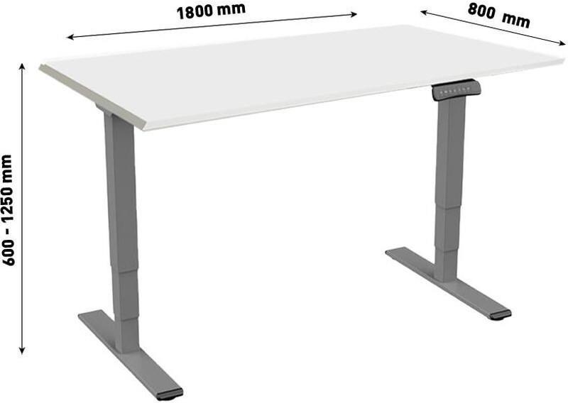 Contini Tavolo da ufficio ad altezza regolabile 1.8x0.8m Grigio/Gestell RAL 7045  