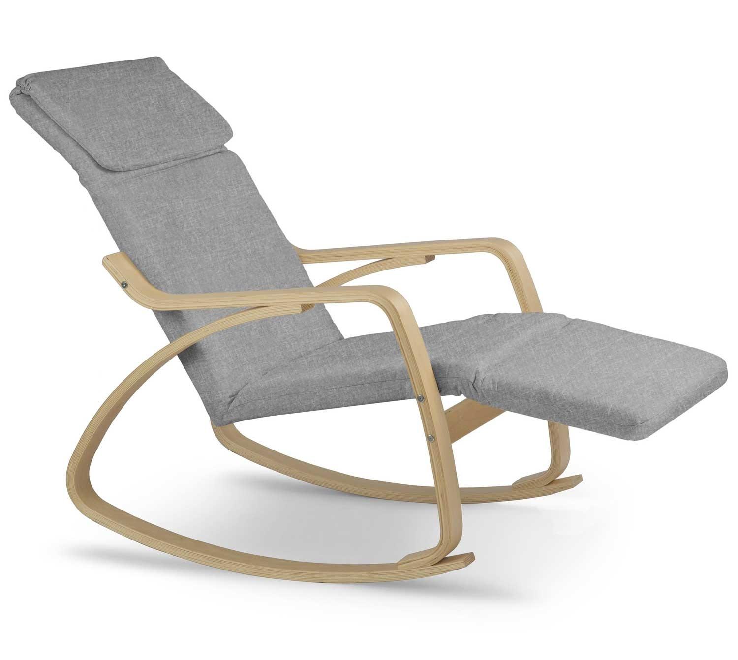 B2X Luxuriöser Schaukelstuhl Suzi – hellgrau  