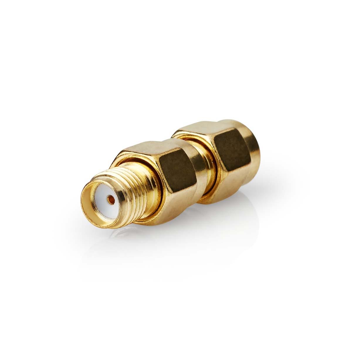 SMA-Adapter | SMA-Stecker mit umgekehrter Polarität | SMA-Buchse | Vergoldet | 50 Ohm | Gerade | Kupfer | Gold | 2 Stk. | Box