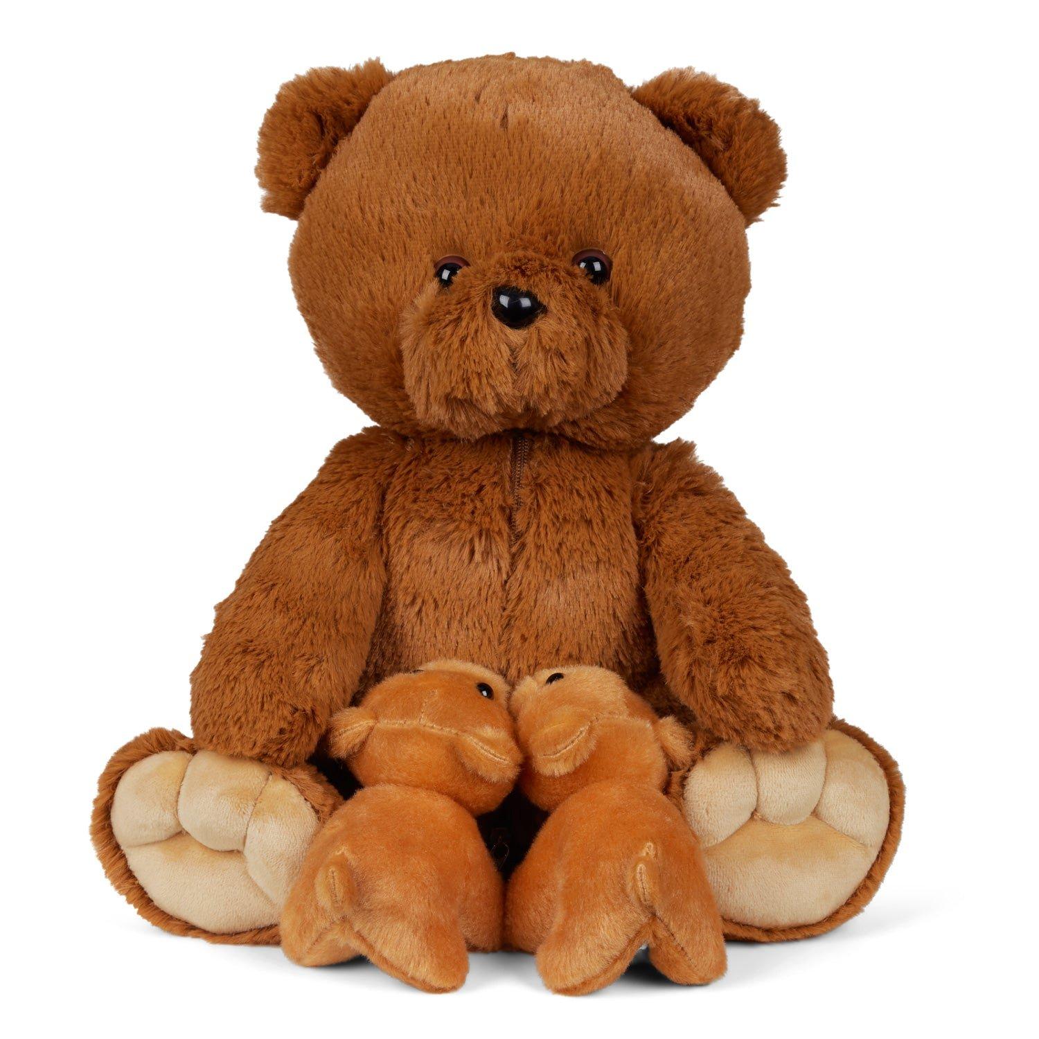 Mamanimals  Mamanimals Set peluche maman ours et bébés, marron 