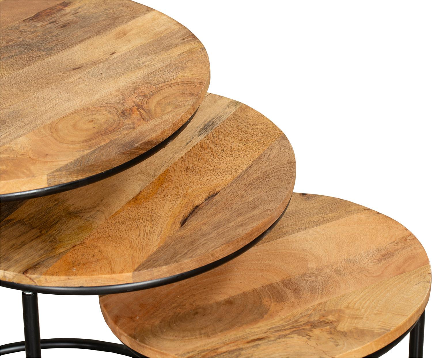 mutoni Table d'appoint Madurai Mango naturel 50 (lot de 3)  