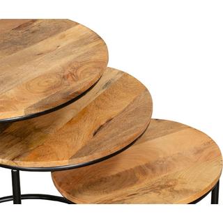 mutoni Table d'appoint Madurai Mango naturel 50 (lot de 3)  