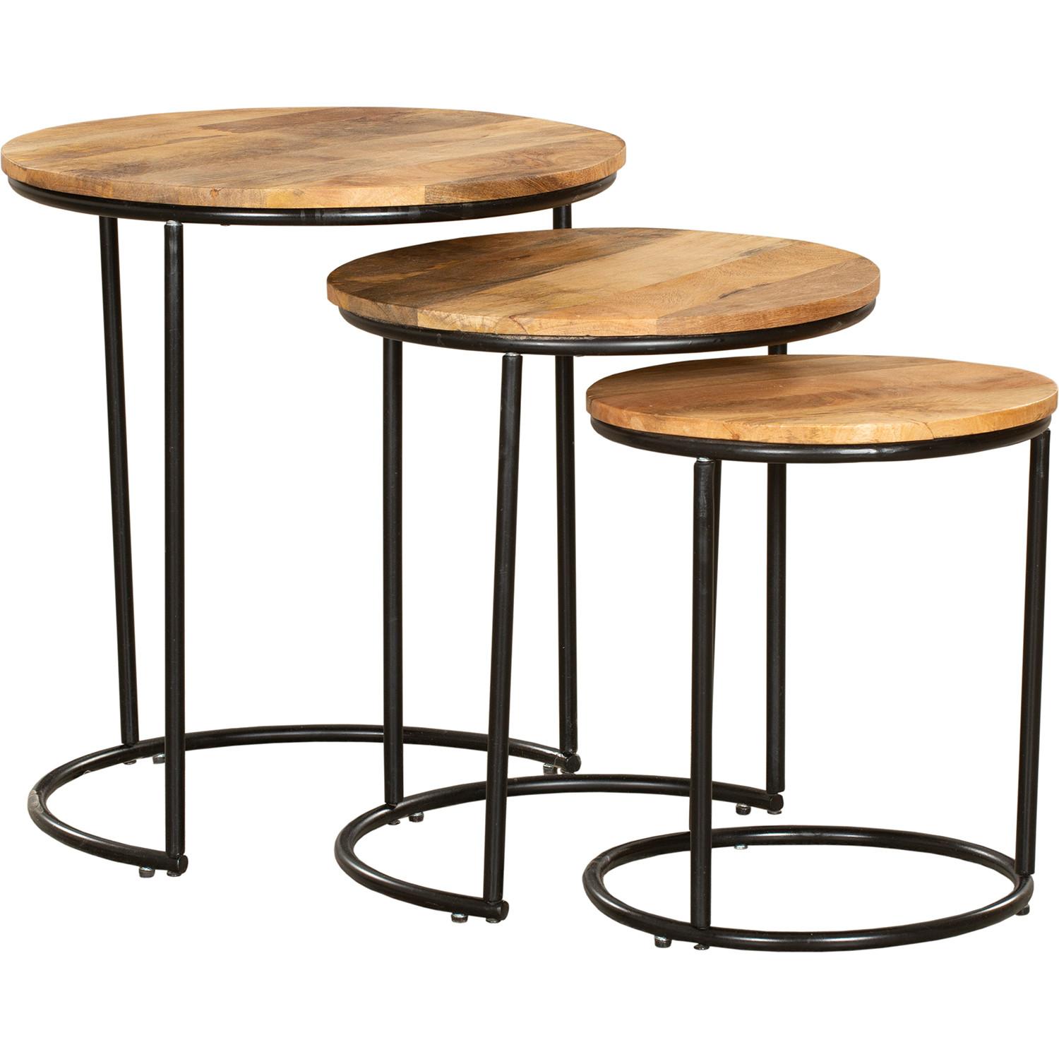 mutoni Table d'appoint Madurai Mango naturel 50 (lot de 3)  