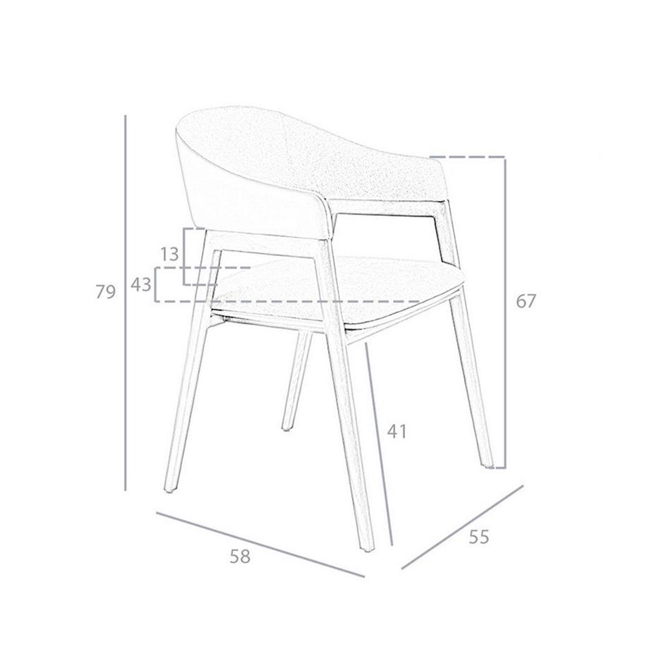 ANGEL CERDA Chaise en tissu gris et vison foncé en similicuir  