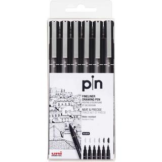 uni-ball UNI-BALL Fineliner Pin PIN-200(S) Black 6P schwarz 6 Stück  