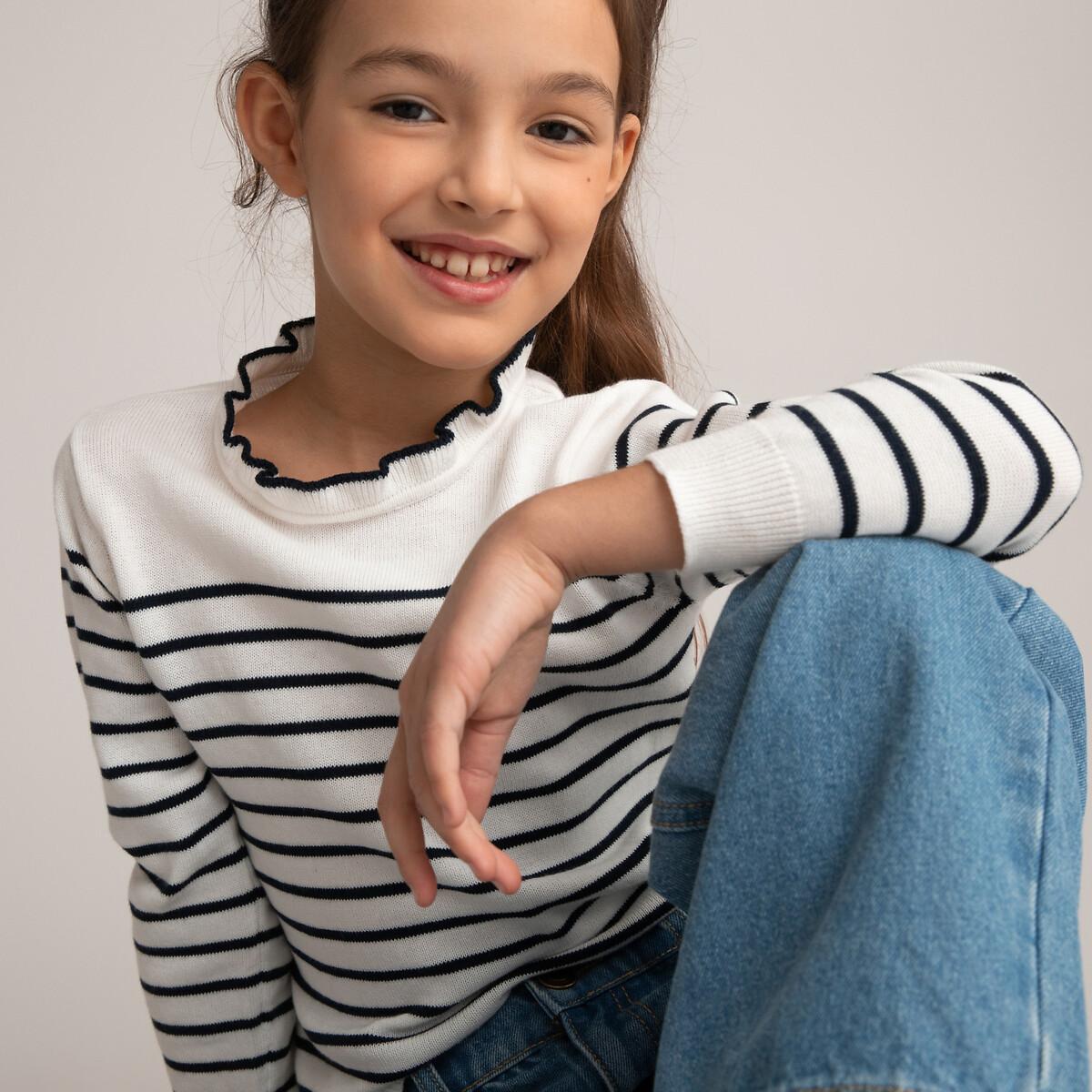 Image of Matrosenpullover Mit Verziertem Kragen Mädchen Weiss Bedruckt 134/140