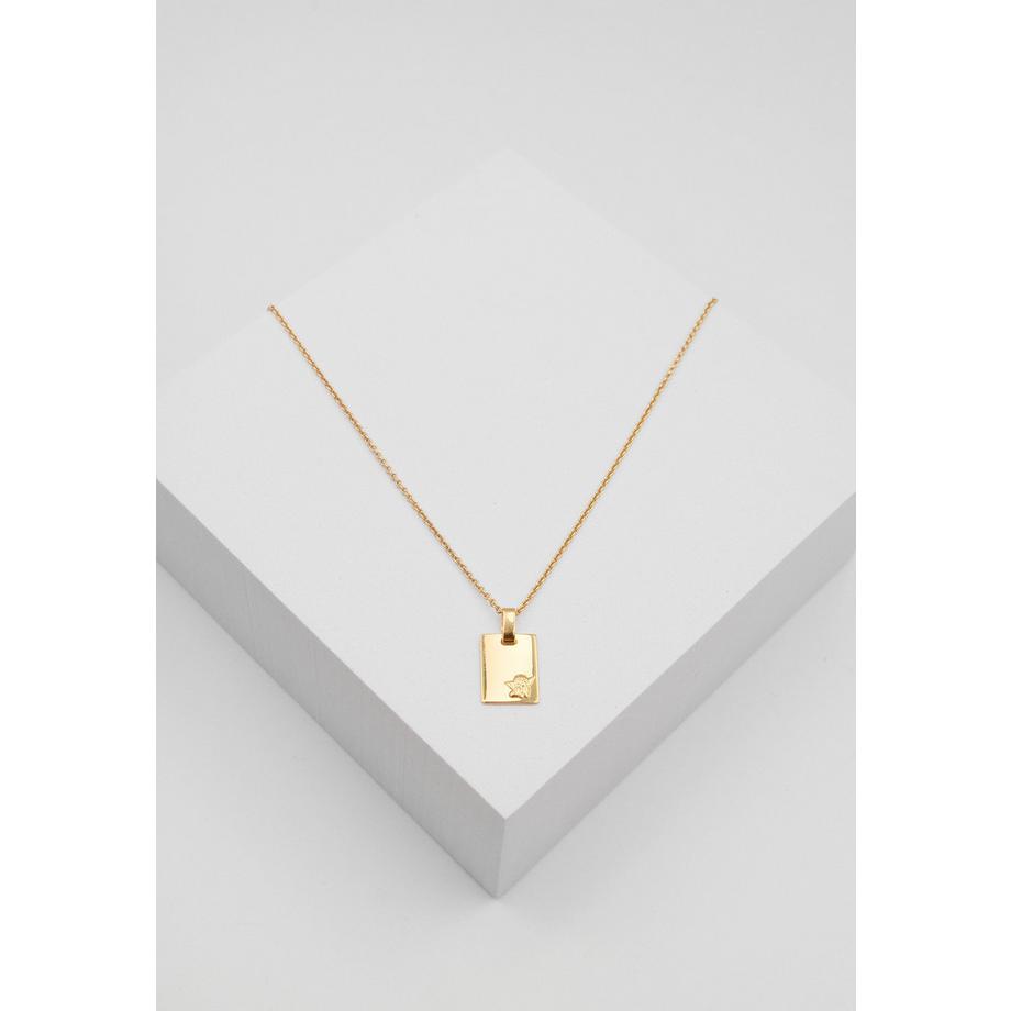 MUAU Schmuck  Engel Anhänger Gelbgold 750 Gravurplatte, 16x10mm 