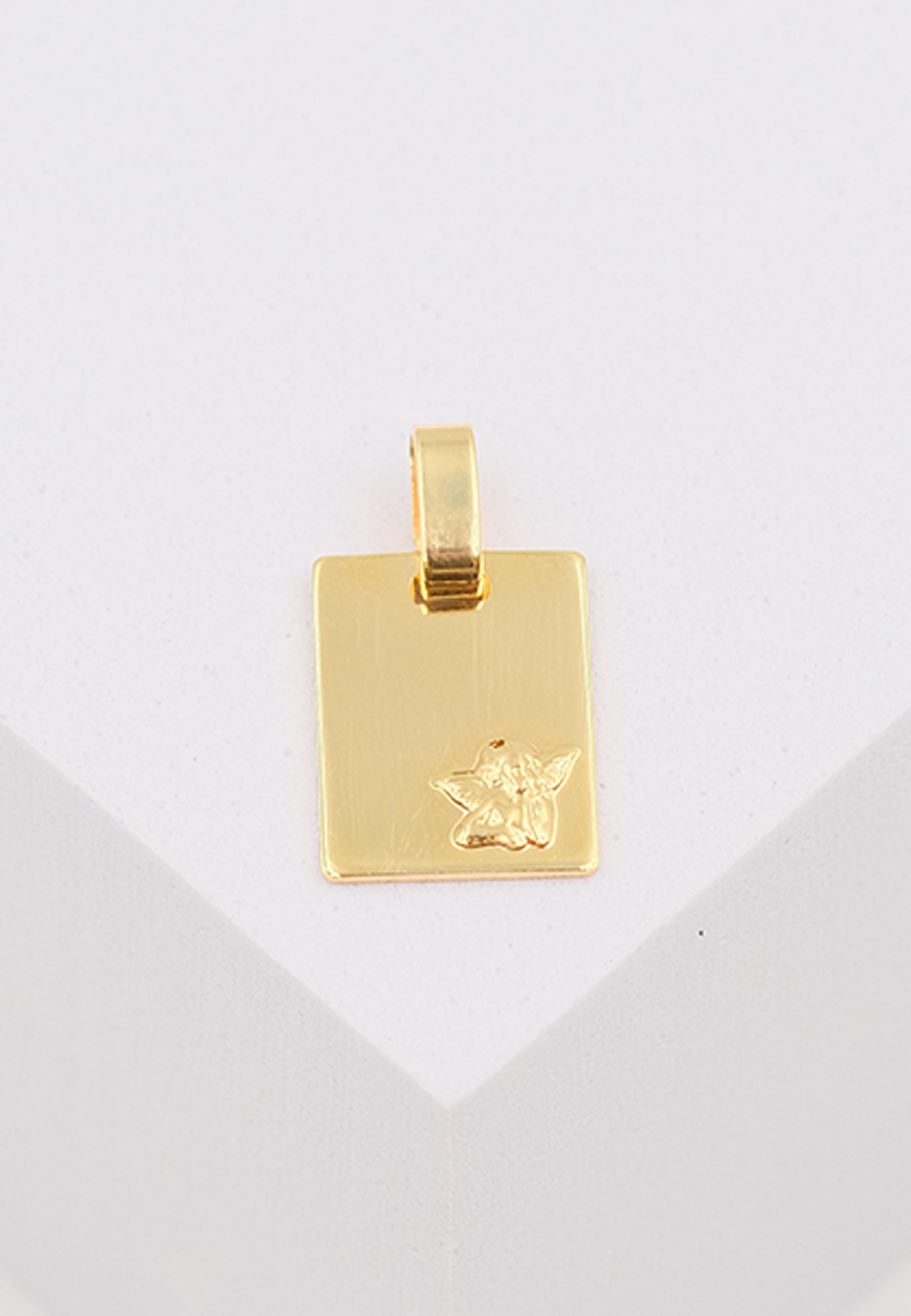 MUAU Schmuck  Pendentif ange en or jaune 750 plaque de gravure, 16x10mm 