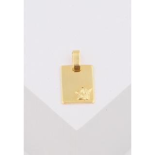 MUAU Schmuck  Pendentif ange en or jaune 750 plaque de gravure, 16x10mm 