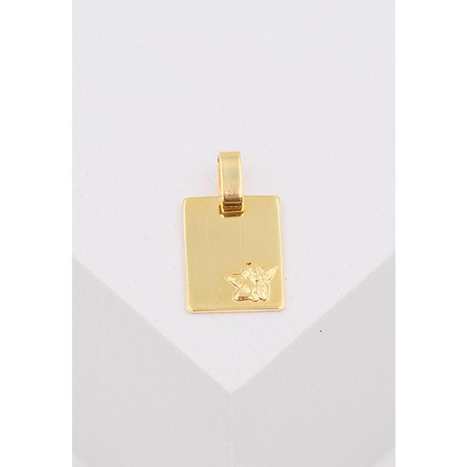 MUAU Schmuck  Engel Anhänger Gelbgold 750 Gravurplatte, 16x10mm 