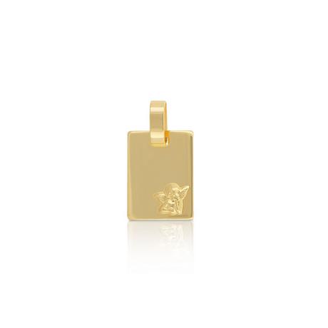 MUAU Schmuck  Pendentif ange en or jaune 750 plaque de gravure, 16x10mm 