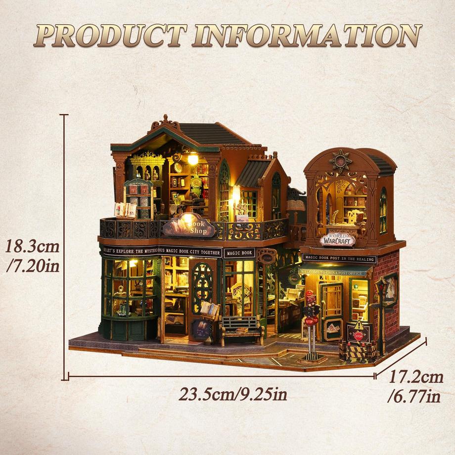 Activity-board  DIY Miniature Dollhouse Kit, Wooden Dollhouse Construction Kit, Miniature House Kit with LED Light and Movements 