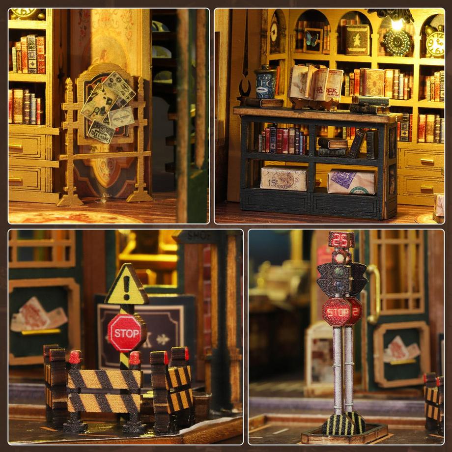 Activity-board  DIY Miniature Dollhouse Kit, Wooden Dollhouse Construction Kit, Miniature House Kit with LED Light and Movements 