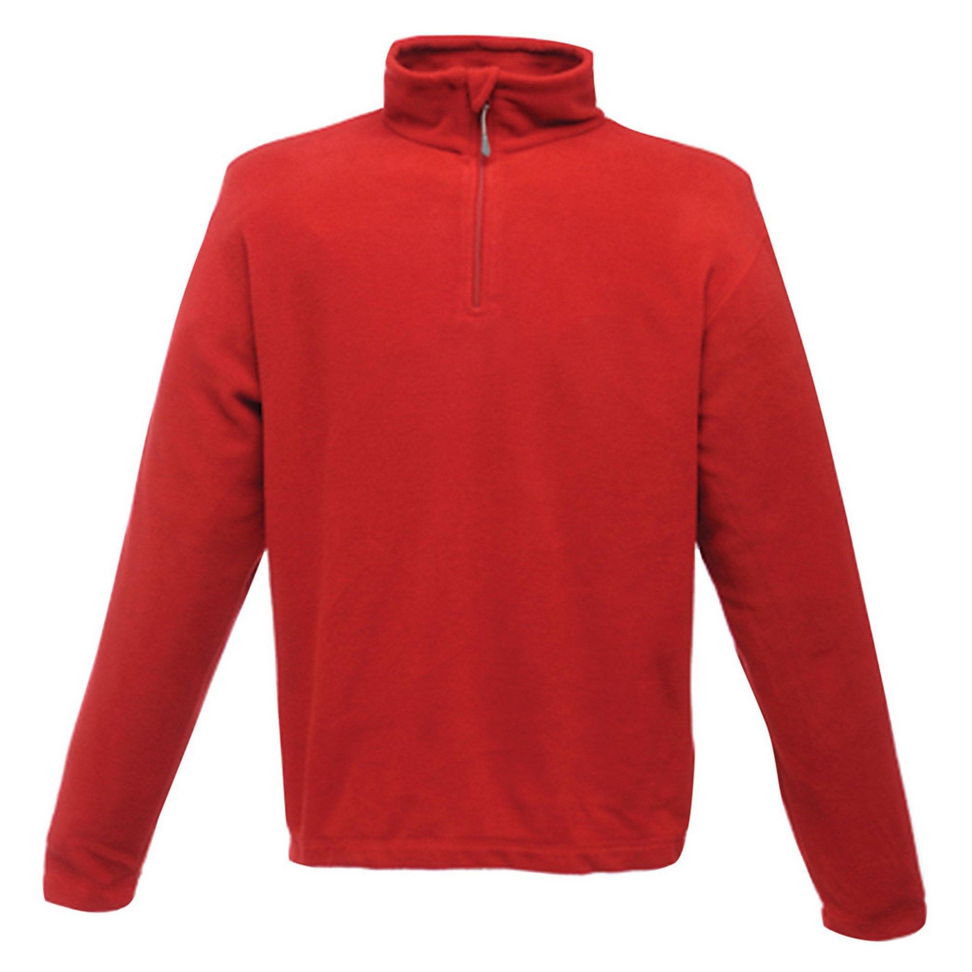 Image of Micro Fleece Top Mit Reißverschluss. Herren Rot Bunt XL