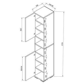 VCM Armoire à chaussures en bois étroite Étagère à chaussures Armoire Meuble d'entrée Gados M  