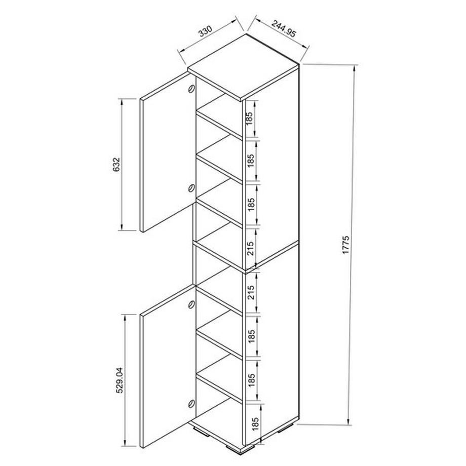 VCM Armoire à chaussures en bois étroite Étagère à chaussures Armoire Meuble d'entrée Gados M  