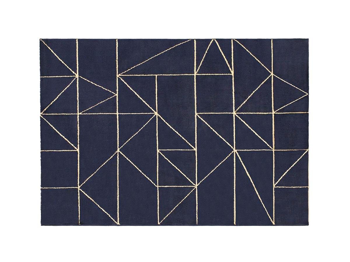 Image of Teppich Geometrisch Gemustert Mit Goldenem Lurexfinish Igalo 2 Unisex Nachtblau 160X230CM