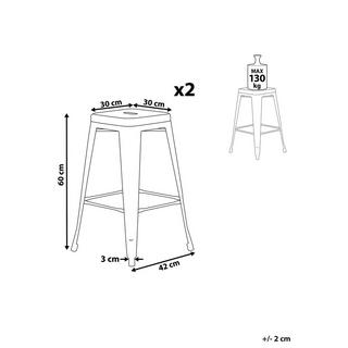 Beliani Set mit 2 Barhockern aus Stahl Industriell CABRILLO  