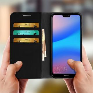 Avizar  Cover Echtleder Huawei P20 Lite Schwarz 