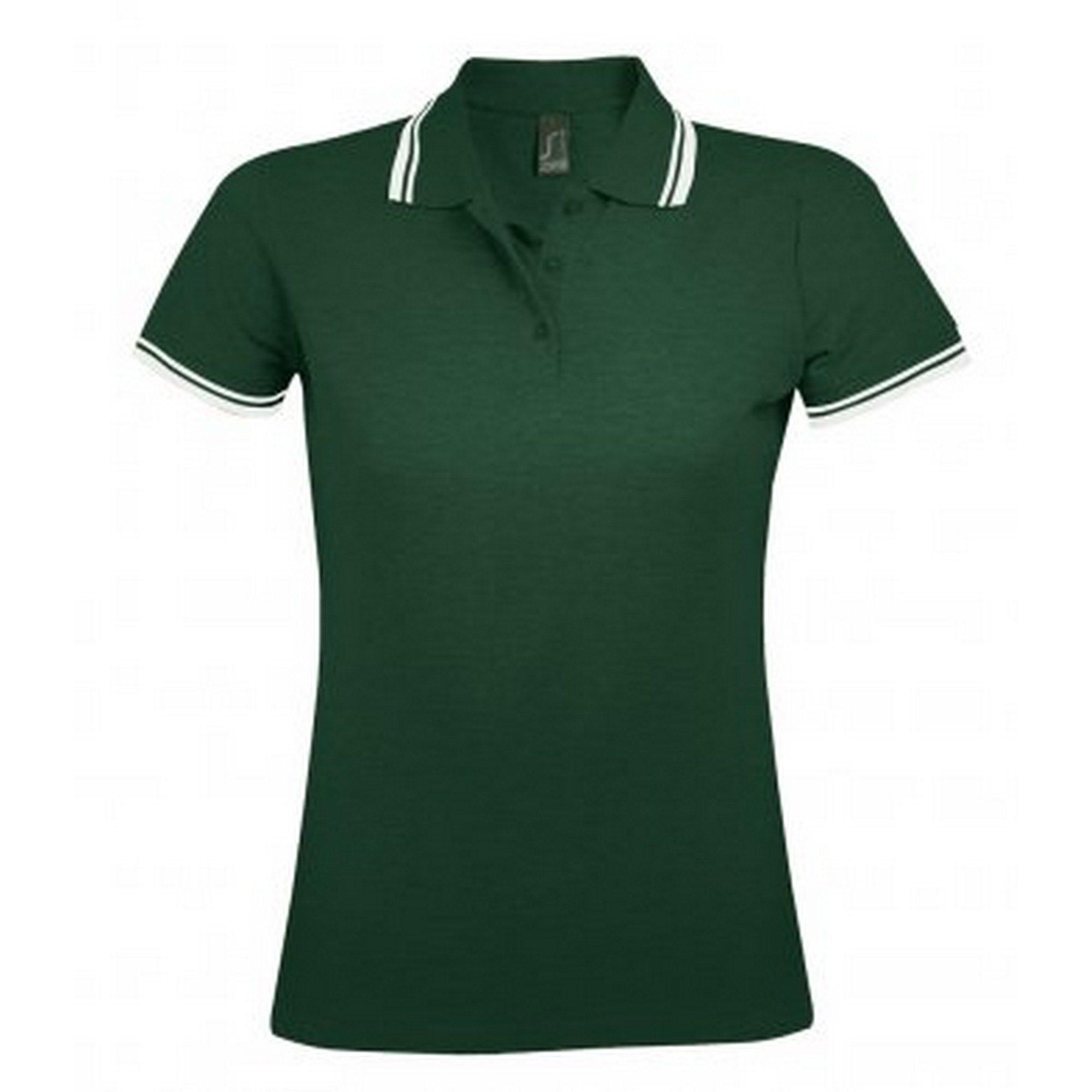 Image of Pasadena Pique Poloshirt, Kurzärmlig Damen Waldgrün S