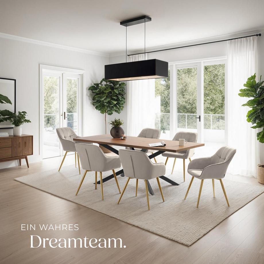 Tectake Esszimmerstuhl Marilyn gepolstert, in Samtoptik, gesteppt durchgehende Lehne  