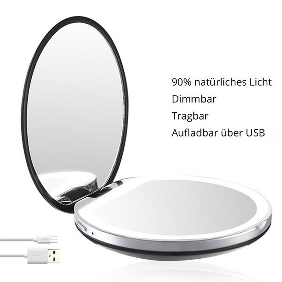 AILORIA MAQUILLAGE Taschenspiegel mit dimmbarer LED-Beleuchtung (USB)  