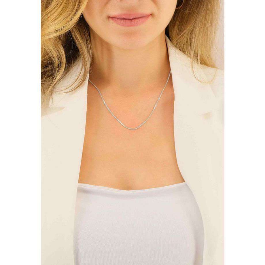 MUAU Schmuck  Collier Panzer Weissgold 375, 1.4mm, 55cm 