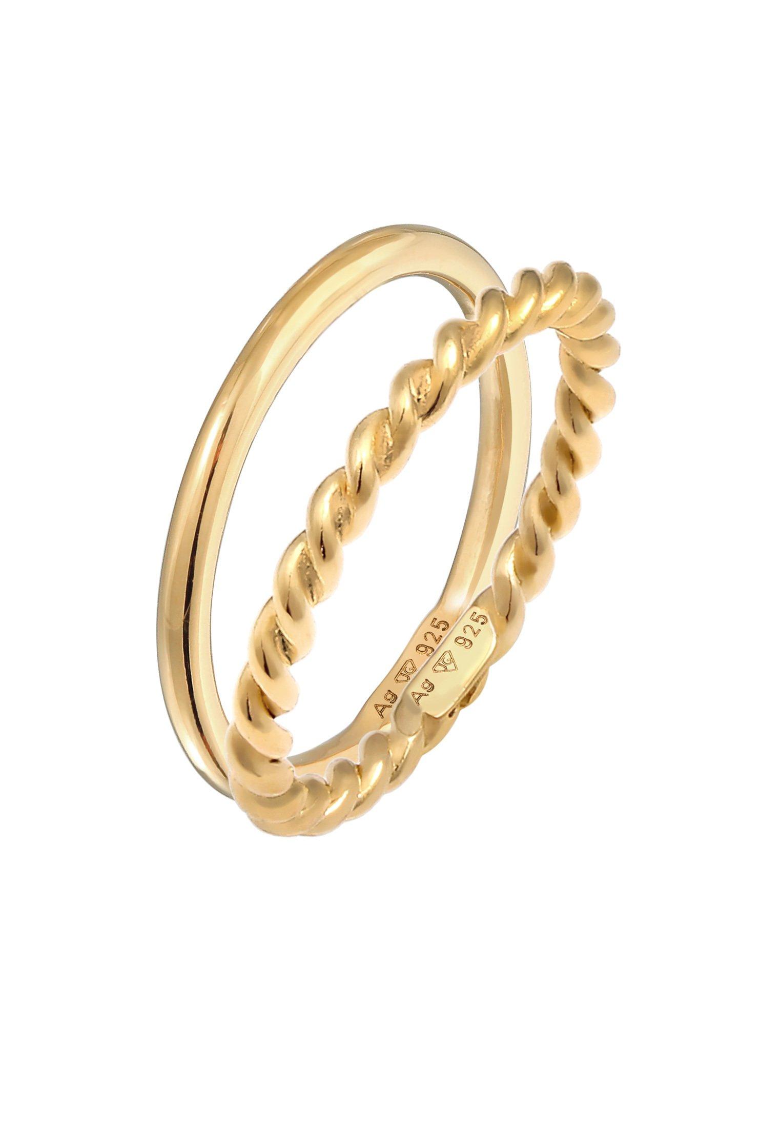 Image of Ring Basic Twisted 2er Set 925 Silber Damen Gold 58mm