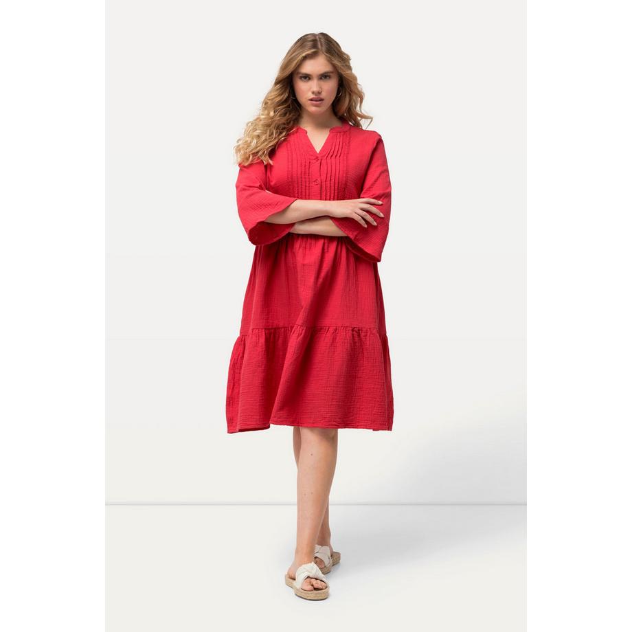 Ulla Popken Abito Mussola Linea A Scollo Tunica Maniche 3/4  