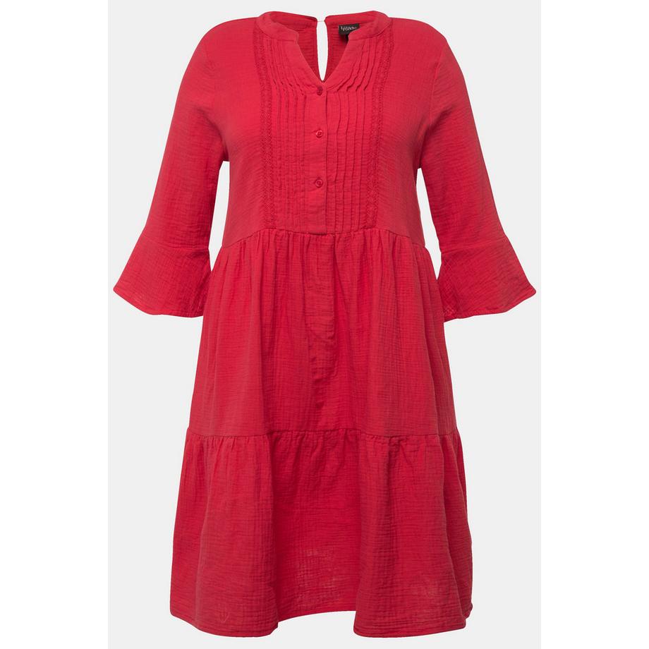 Ulla Popken Abito Mussola Linea A Scollo Tunica Maniche 3/4  