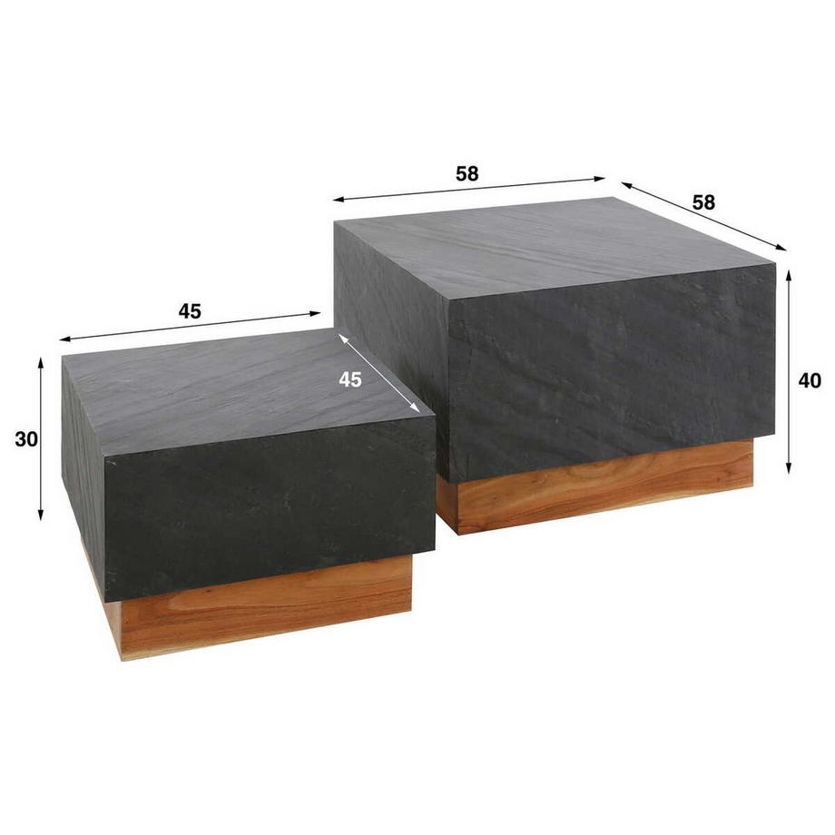 mutoni Couchtisch Blox Slate (2er-Set)  