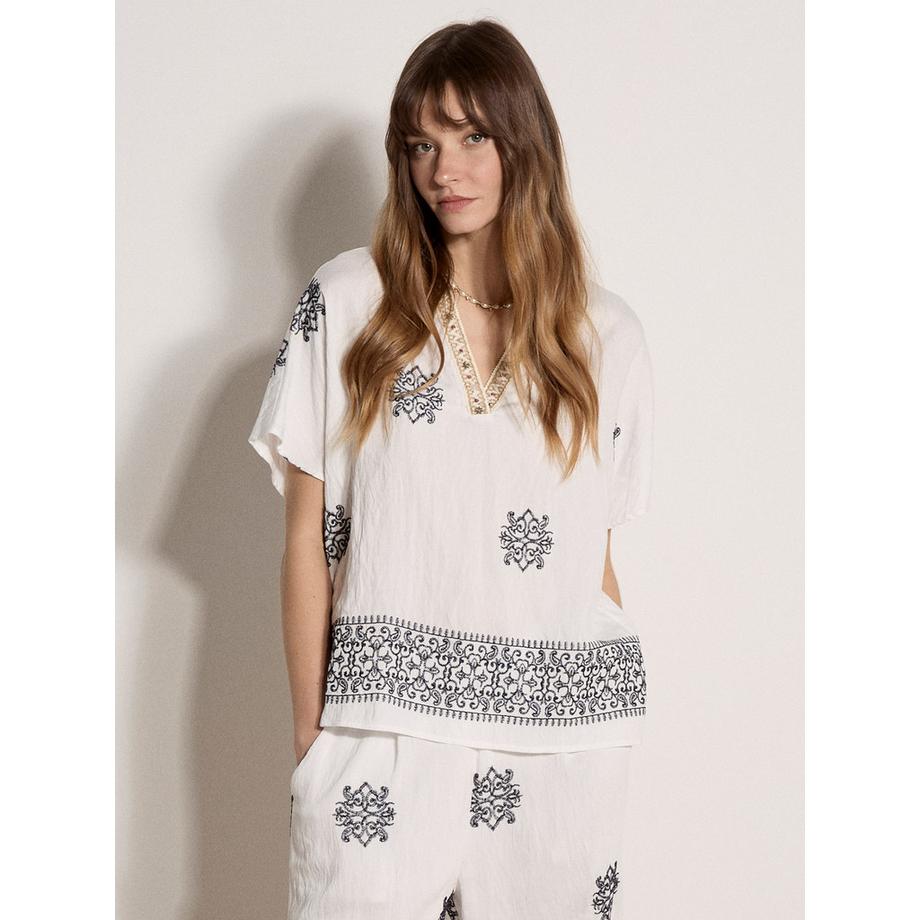 APRICOT Blouse Broderie Paisley Perles  