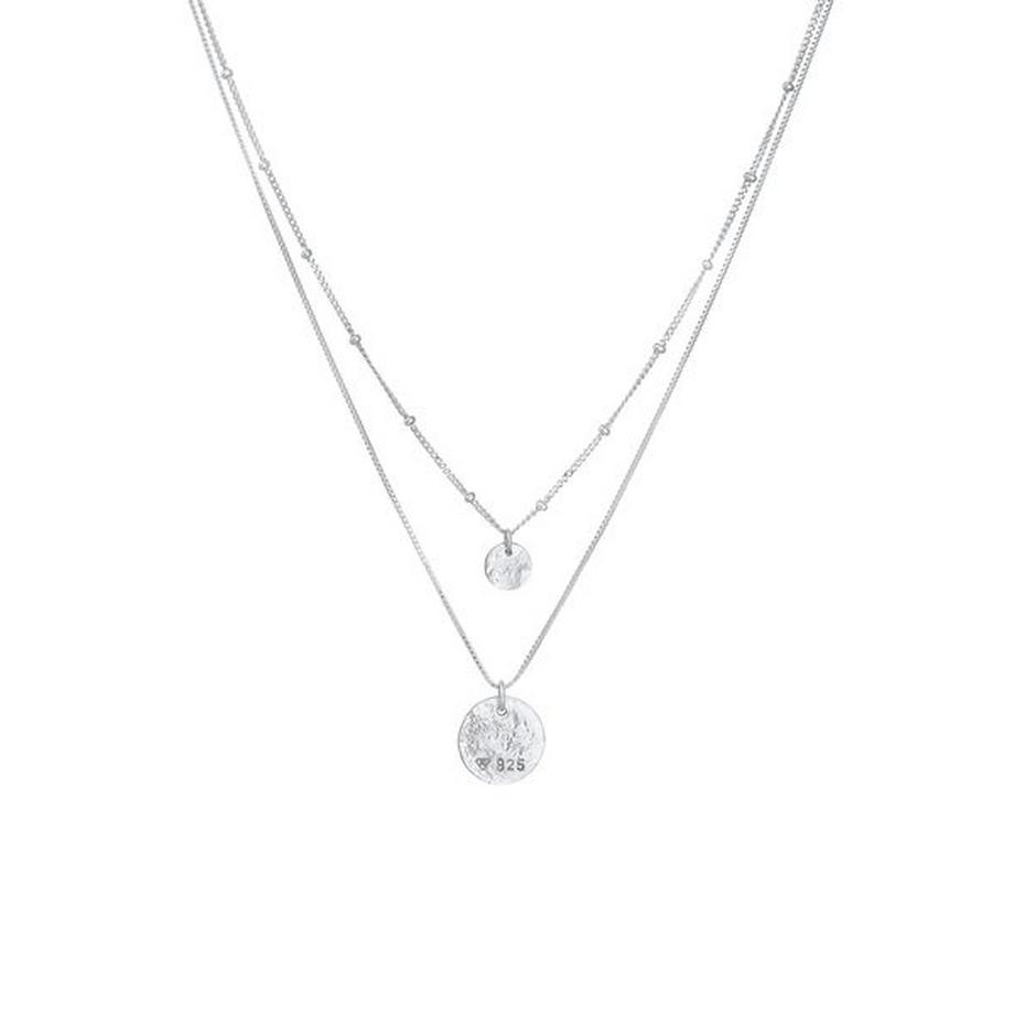 Elli  Halskette Basic Layer Kugelkette Plättchen 