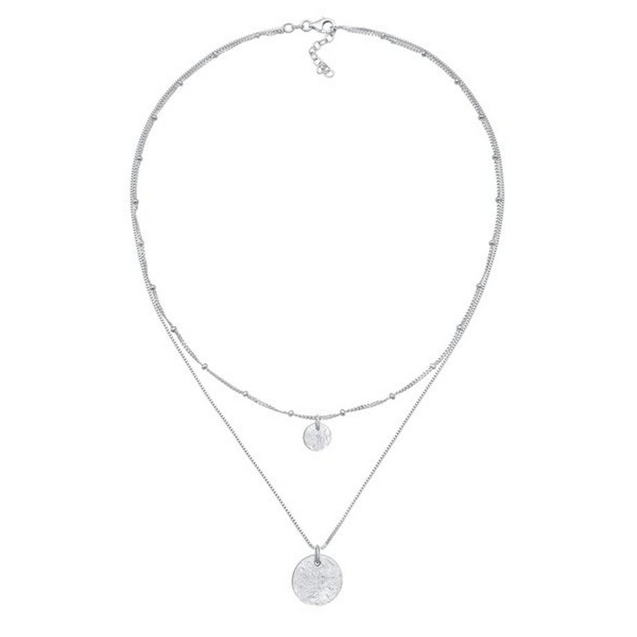 Elli  Halskette Basic Layer Kugelkette Plättchen 