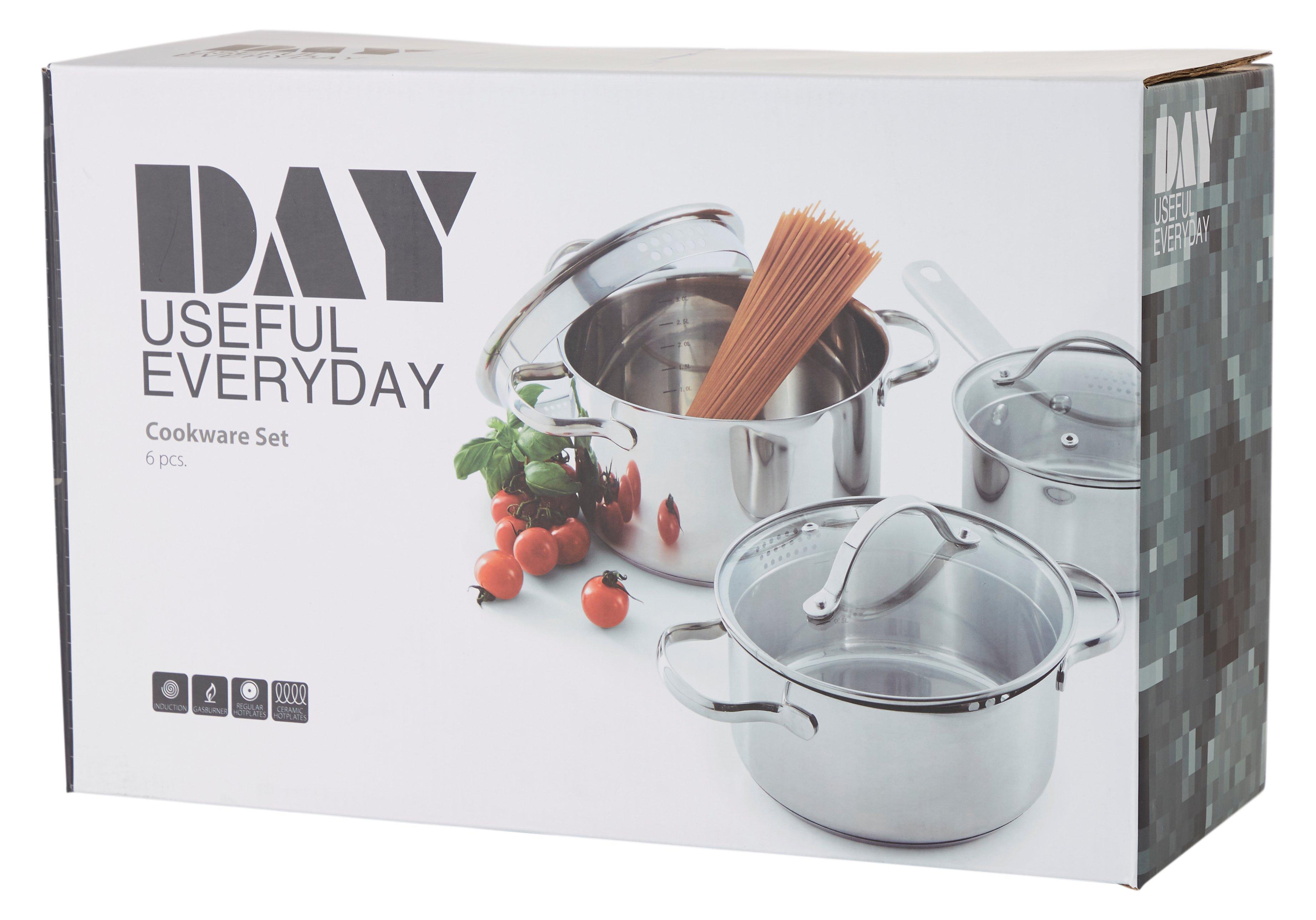 SCHOU Topf-Set 6tlg - Edelstahl + Glasdeckel  