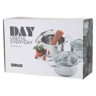 SCHOU Topf-Set 6tlg - Edelstahl + Glasdeckel  