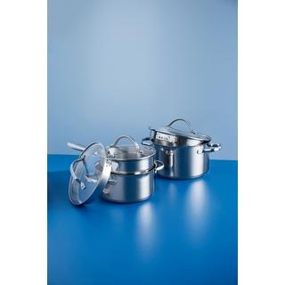 SCHOU Topf-Set 6tlg - Edelstahl + Glasdeckel  