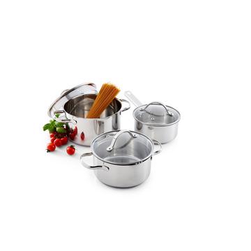 Topf-Set 6tlg - Edelstahl + Glasdeckel