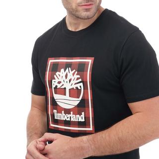 Timberland Kurzarm Regular Fit T-Shirt mit kariertem Logo-Print  