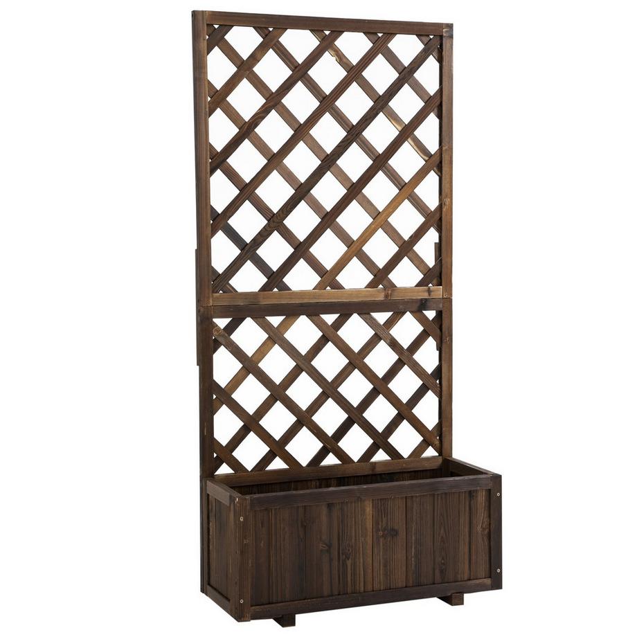 Northio Hochbeet Mit Rankgitter Blumenkasten Aus Holz, 72,5X31,5X149,5Cm, Für Kletterpflanzen & Rosen  