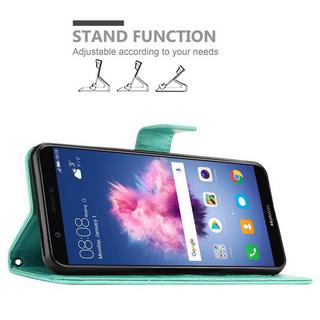 Cadorabo  Housse compatible avec Huawei P SMART 2018 / Enjoy 7S - Coque de protection au design floral avec fermeture magnétique, fonction de support et emplacements pour cartes 