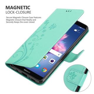 Cadorabo  Housse compatible avec Huawei P SMART 2018 / Enjoy 7S - Coque de protection au design floral avec fermeture magnétique, fonction de support et emplacements pour cartes 