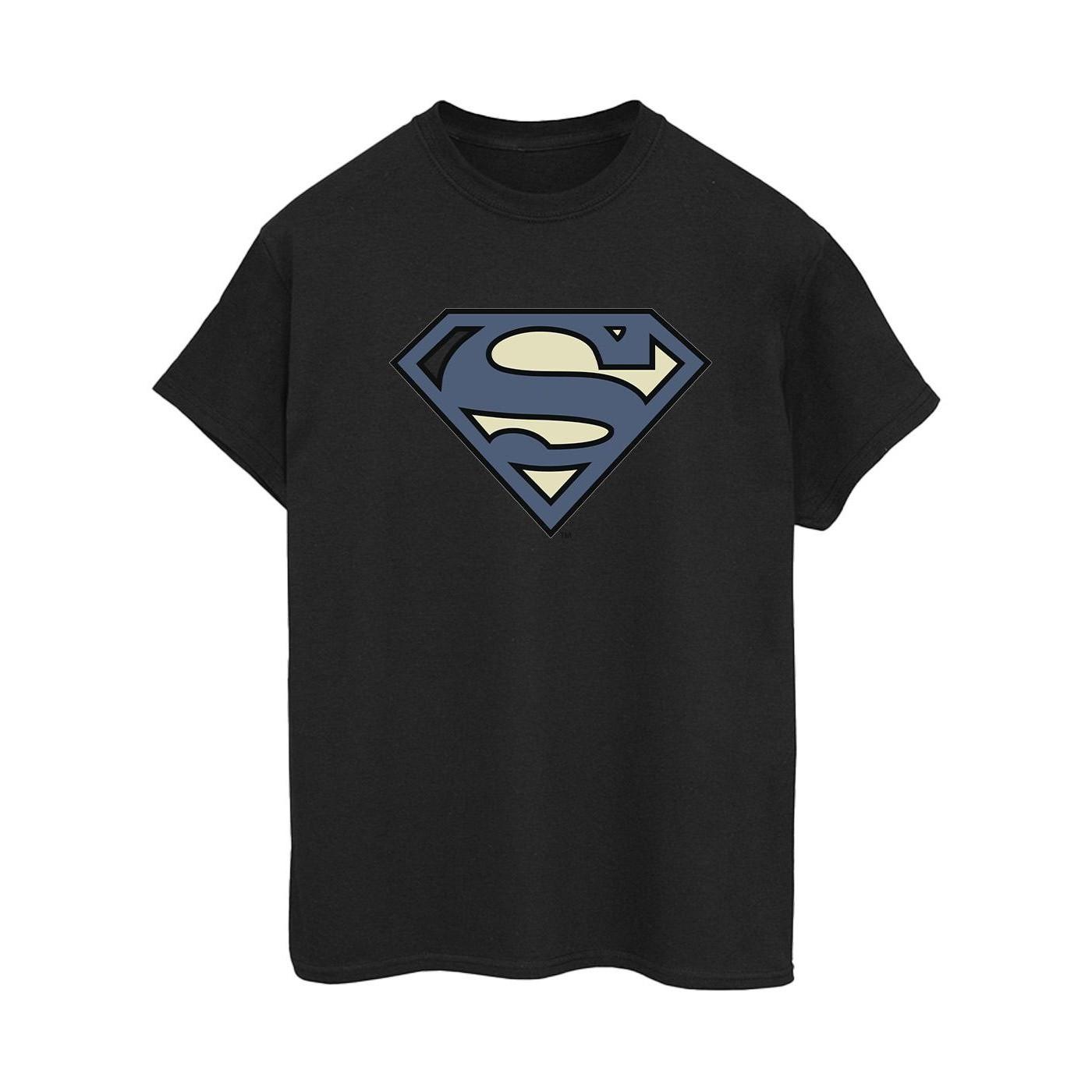 Image of Superman Indigo Blue Logo Tshirt Damen Schwarz 4XL