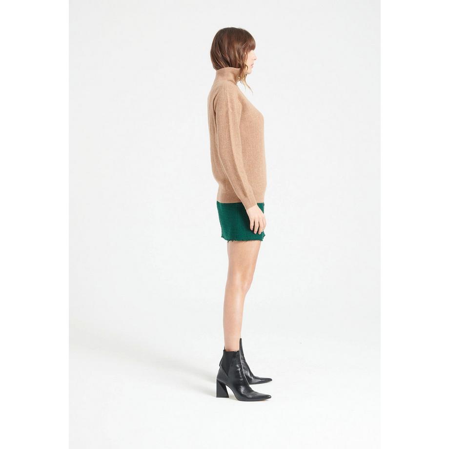 Studio Cashmere8 LILLY 28 Pull côtelé à col cheminée et fermeture éclair  